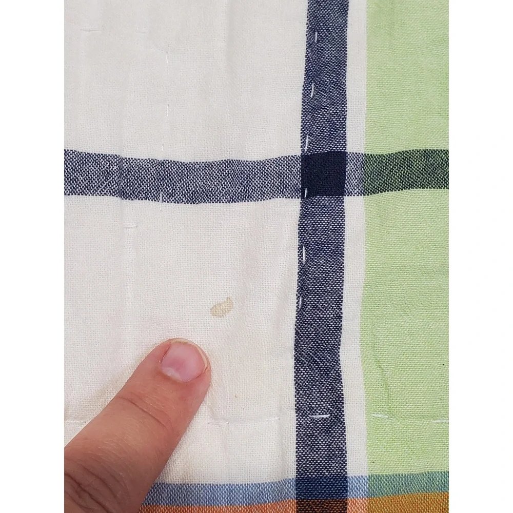 Pottery Barn Kids Blue White Multicolored Madras Plaid Twin Quilt Kidcore Retro